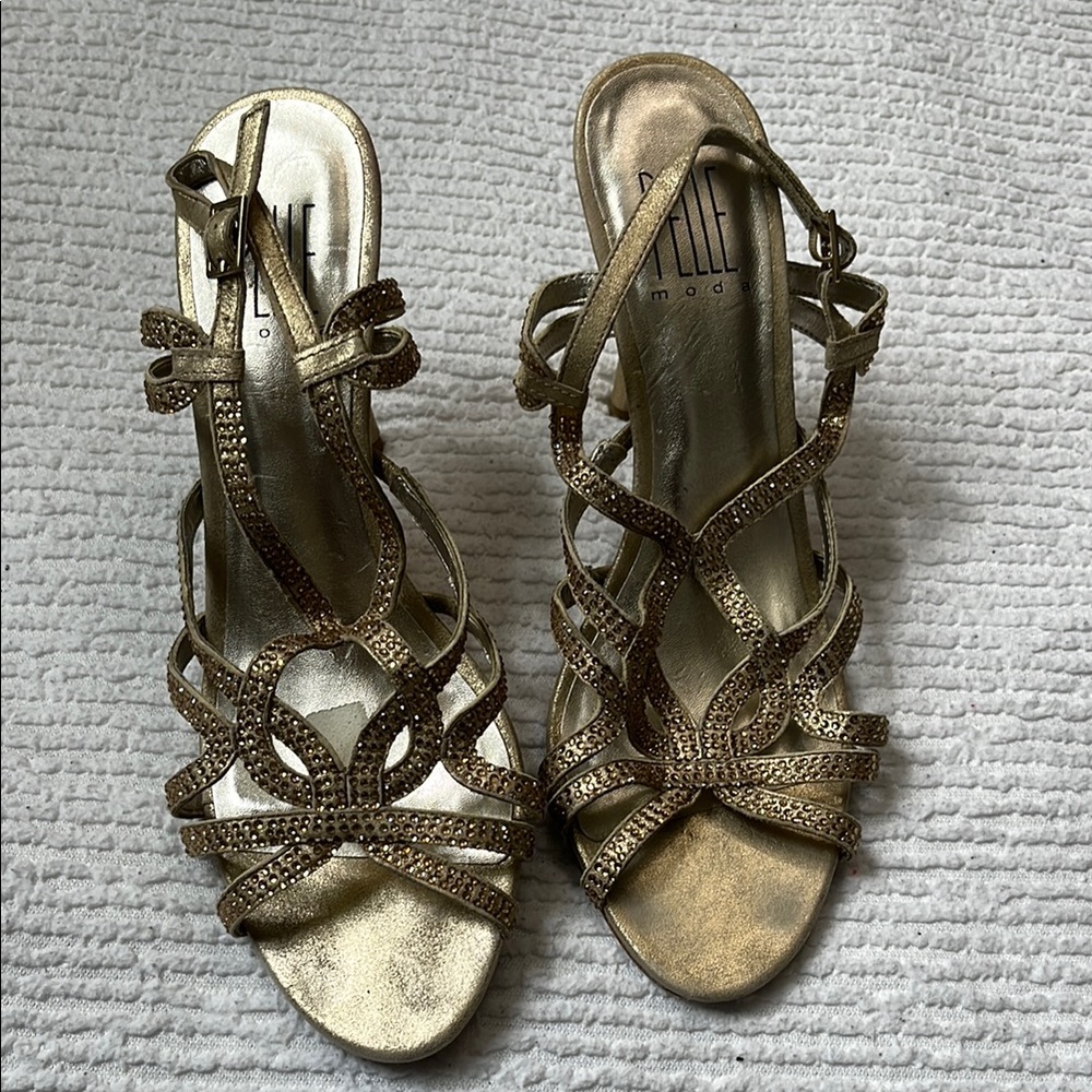 Pelle Moda Gold Strappy Sandals